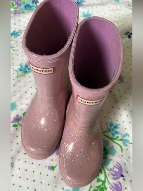 Hunter Little Girl Glitter Lavender Boots - 10 Toddler